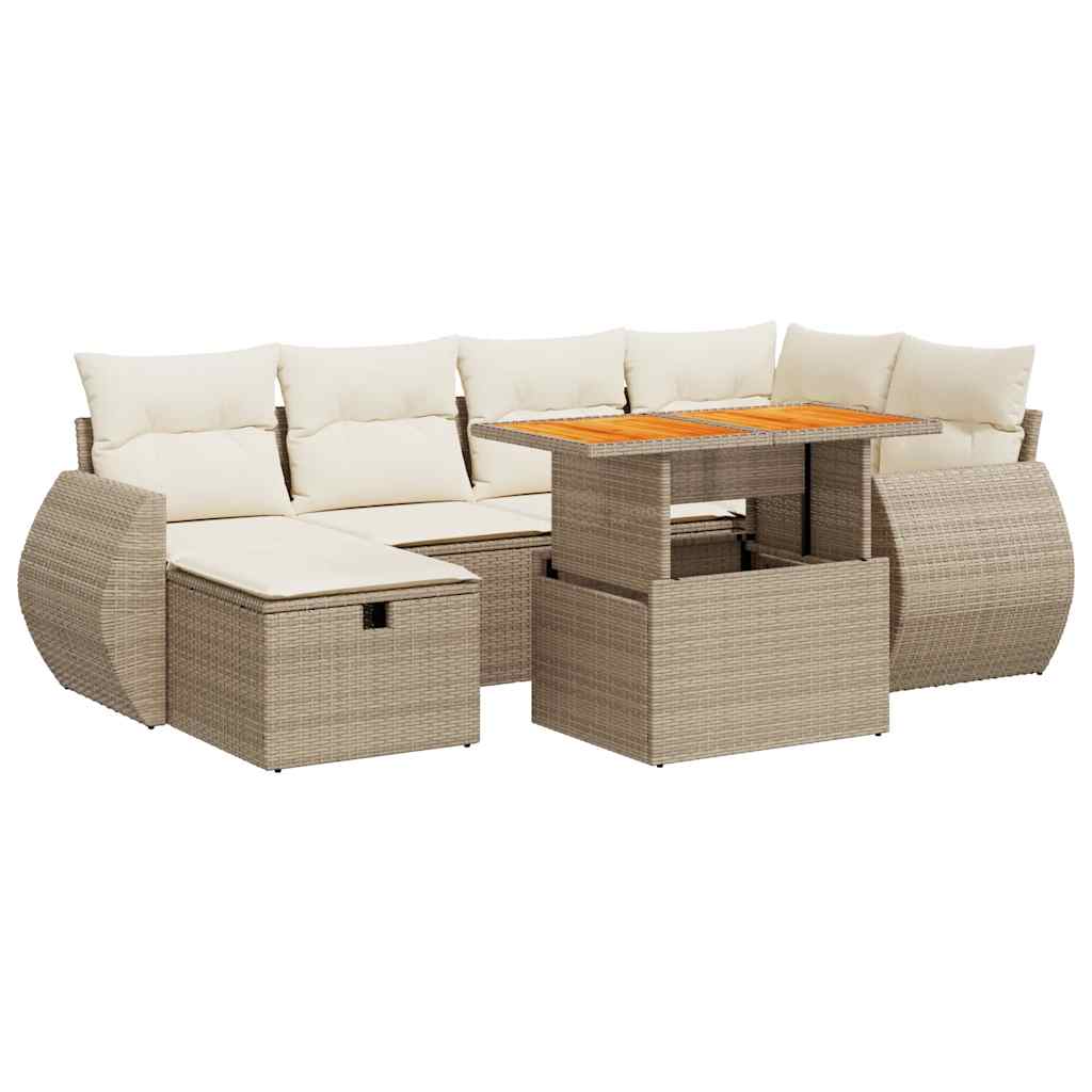 vidaXL Set sofás jardín y cojines 8 pzas ratán sintético acacia beige