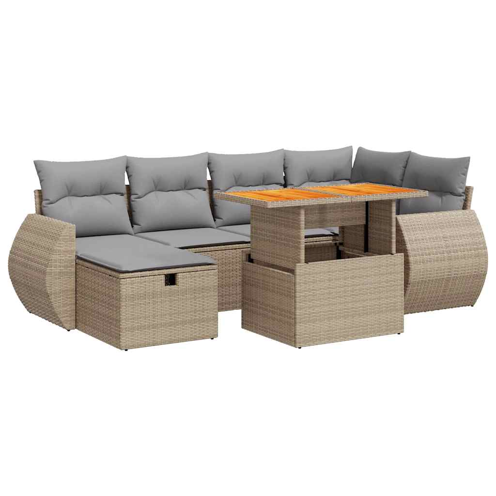 vidaXL Set sofás jardín y cojines 8 pzas ratán sintético acacia beige