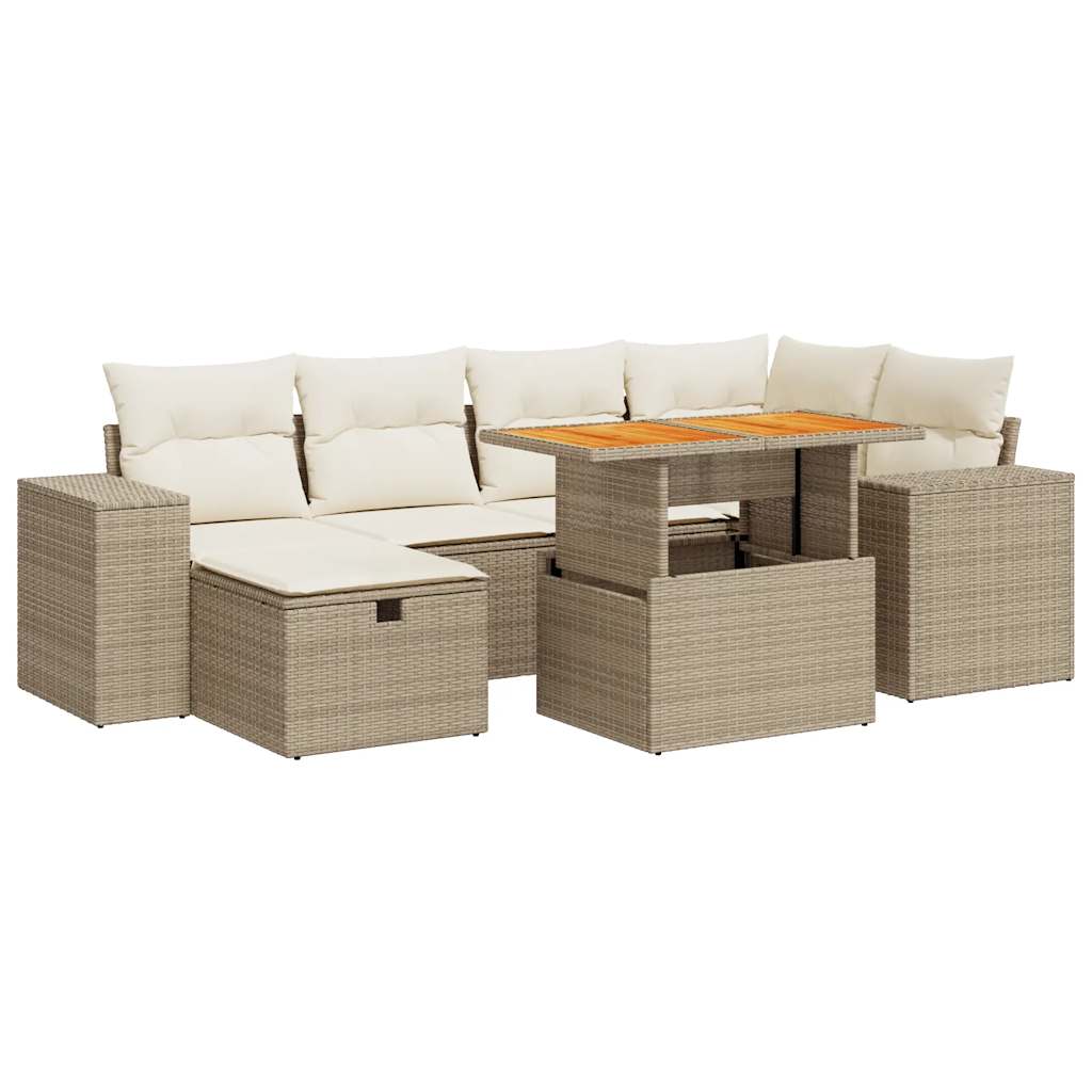 vidaXL Set sofás jardín y cojines 8 pzas ratán sintético acacia beige