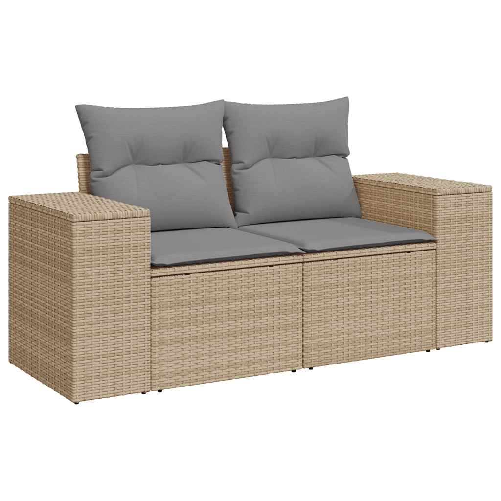 vidaXL Set sofás jardín y cojines 8 pzas ratán sintético acacia beige