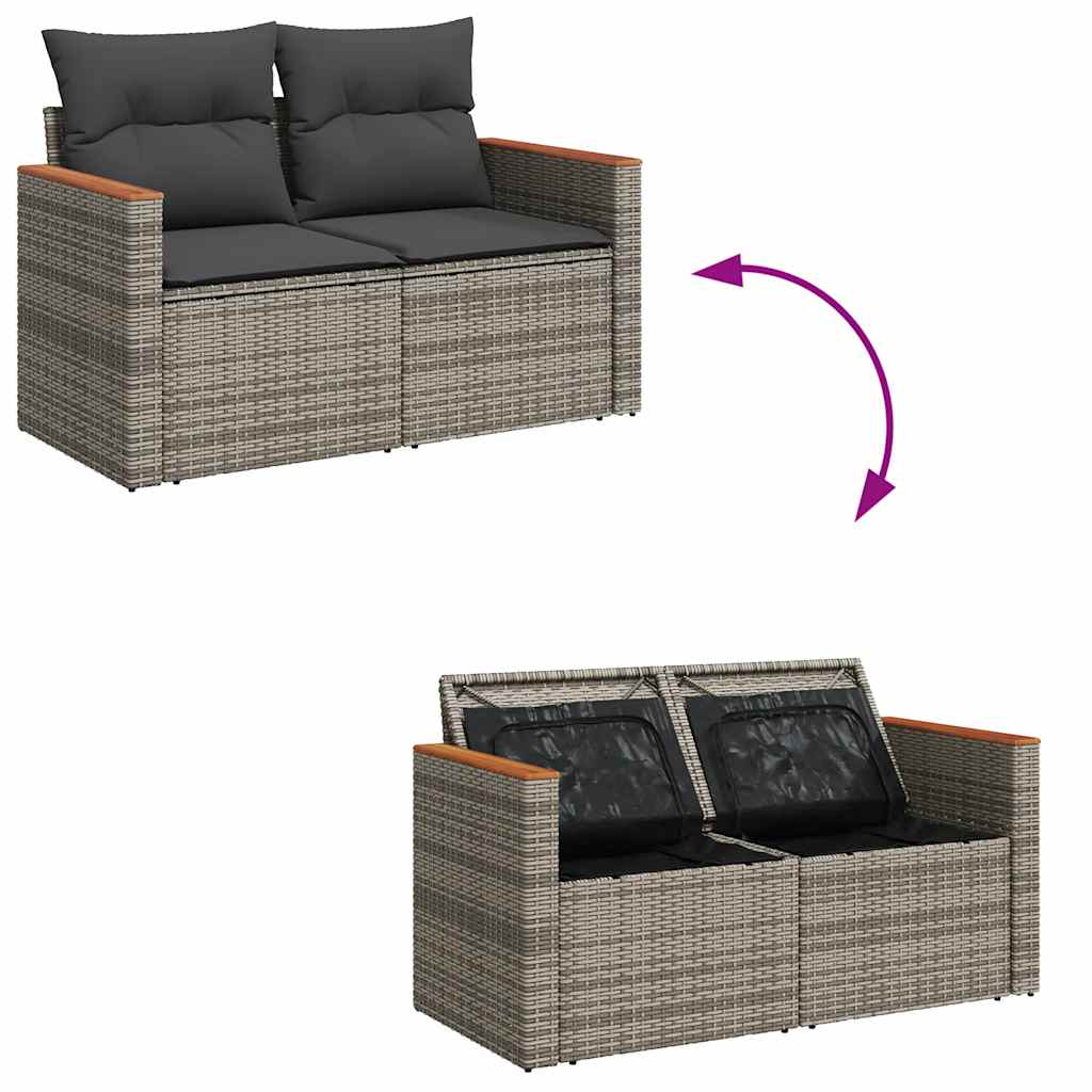 vidaXL Set de muebles de jardín 6 pzas y cojines ratán sintético gris