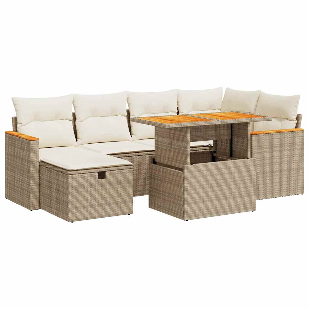 vidaXL Set de sofás de jardín y cojines 8 piezas ratán sintético beige