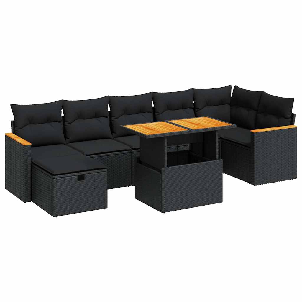 vidaXL Set de muebles de jardín 5 pzas y cojines ratán sintético negro