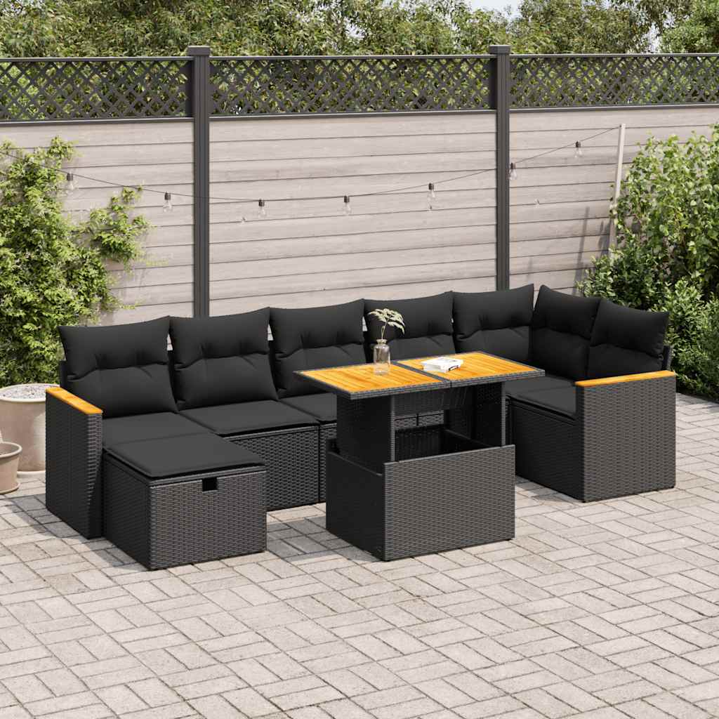 vidaXL Set de muebles de jardín 5 pzas y cojines ratán sintético negro