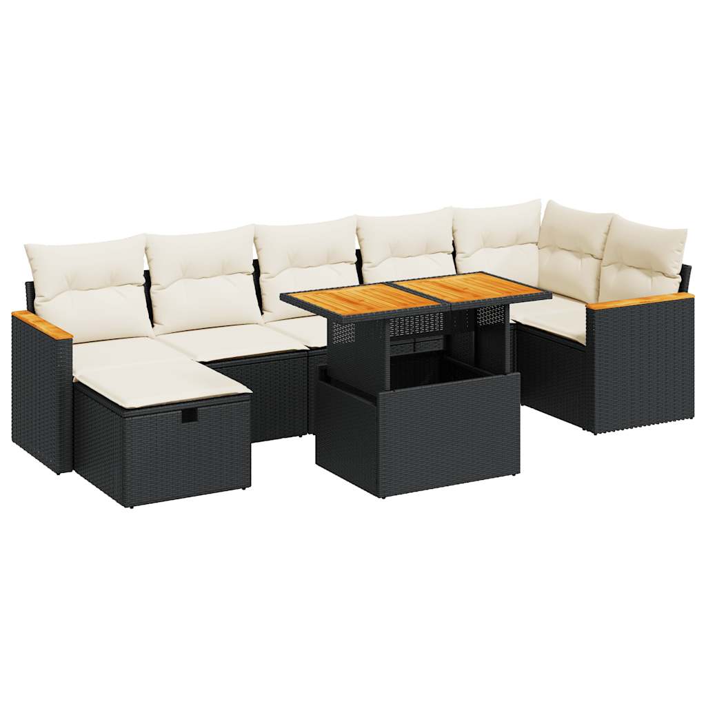 vidaXL Set de muebles de jardín 5 pzas y cojines ratán sintético negro