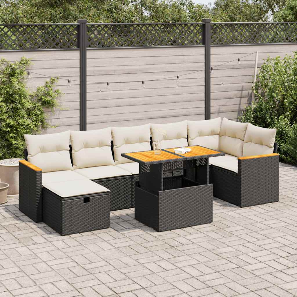 vidaXL Set de muebles de jardín 5 pzas y cojines ratán sintético negro