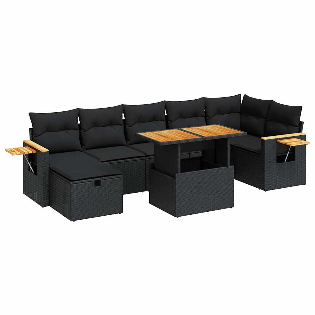 vidaXL Set de muebles de jardín 5 pzas y cojines ratán sintético negro