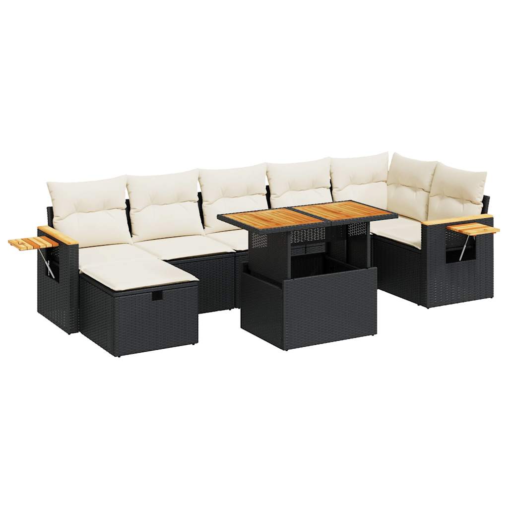 vidaXL Set de muebles de jardín 5 pzas y cojines ratán sintético negro