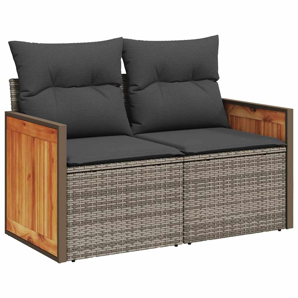 vidaXL Set de muebles de jardín 6 pzas y cojines ratán sintético gris