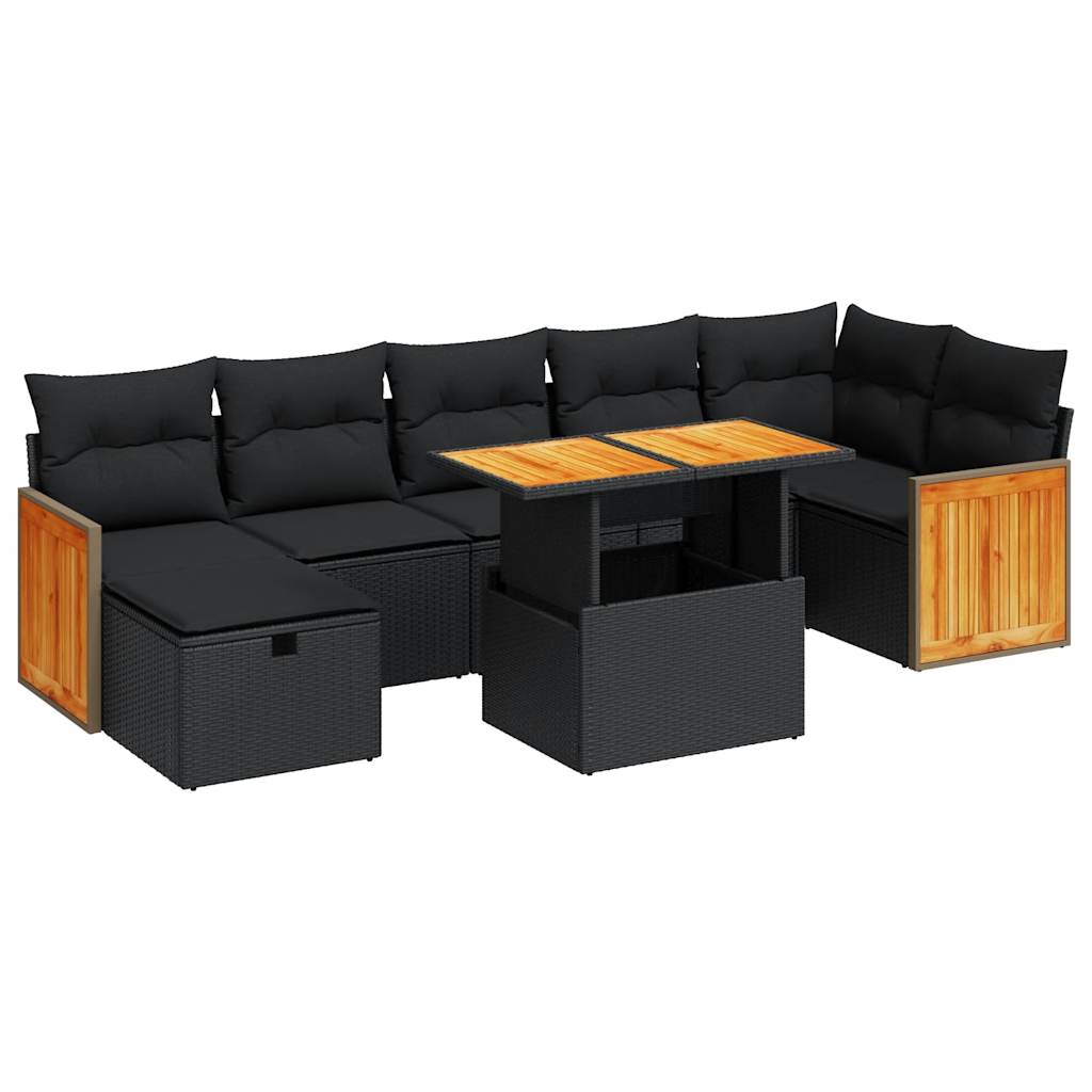 vidaXL Set de muebles de jardín 5 pzas y cojines ratán sintético negro