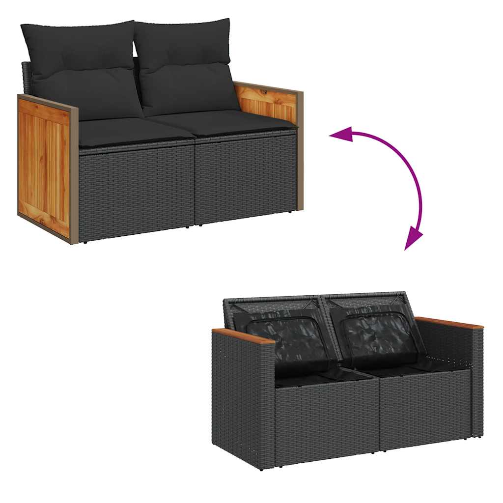 vidaXL Set de muebles de jardín 5 pzas y cojines ratán sintético negro