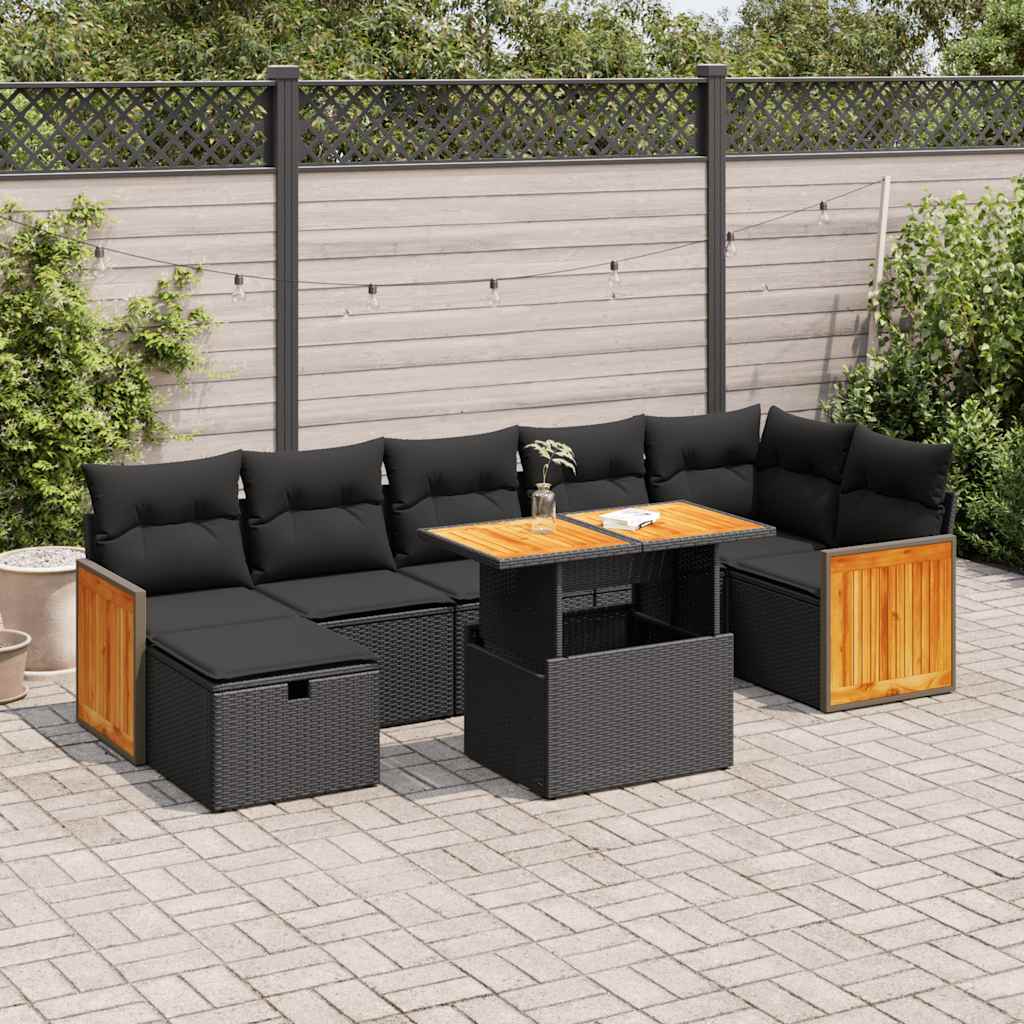 vidaXL Set de muebles de jardín 5 pzas y cojines ratán sintético negro