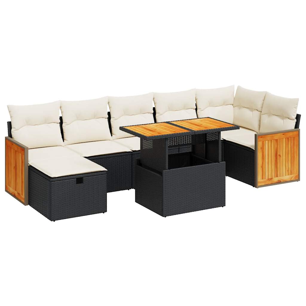 vidaXL Set de muebles de jardín 5 pzas y cojines ratán sintético negro