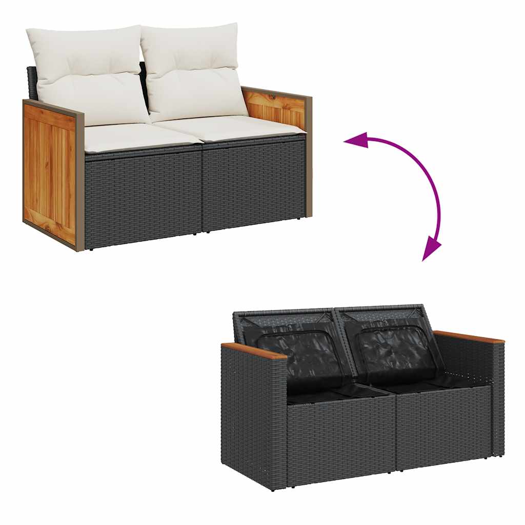 vidaXL Set de muebles de jardín 5 pzas y cojines ratán sintético negro