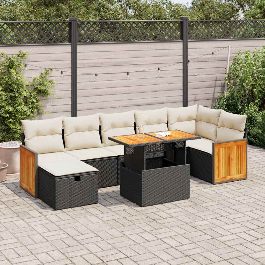 vidaXL Set de muebles de jardín 5 pzas y cojines ratán sintético negro