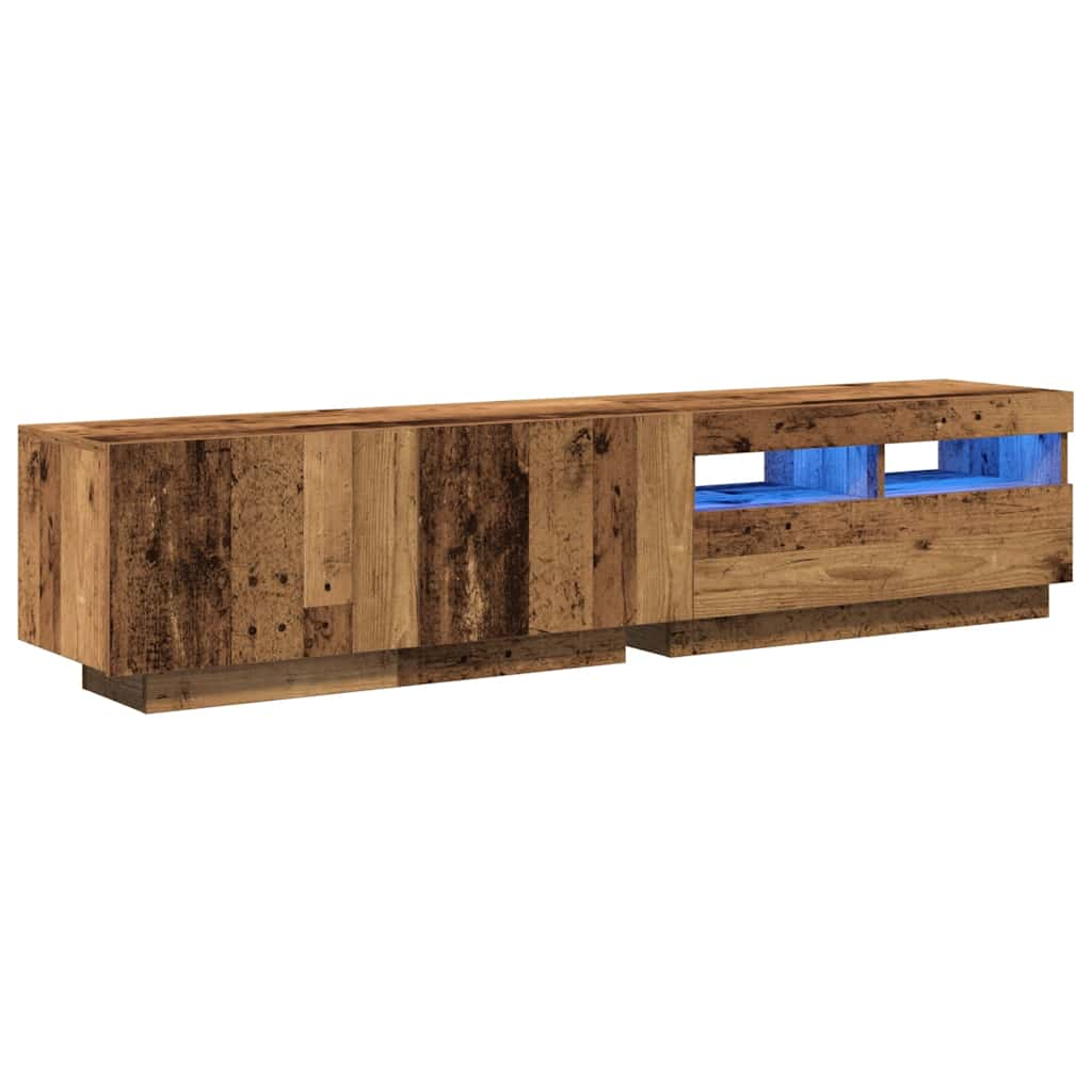 vidaXL Mueble TV luces LED madera ingeniería envejecida 180x35x40 cm