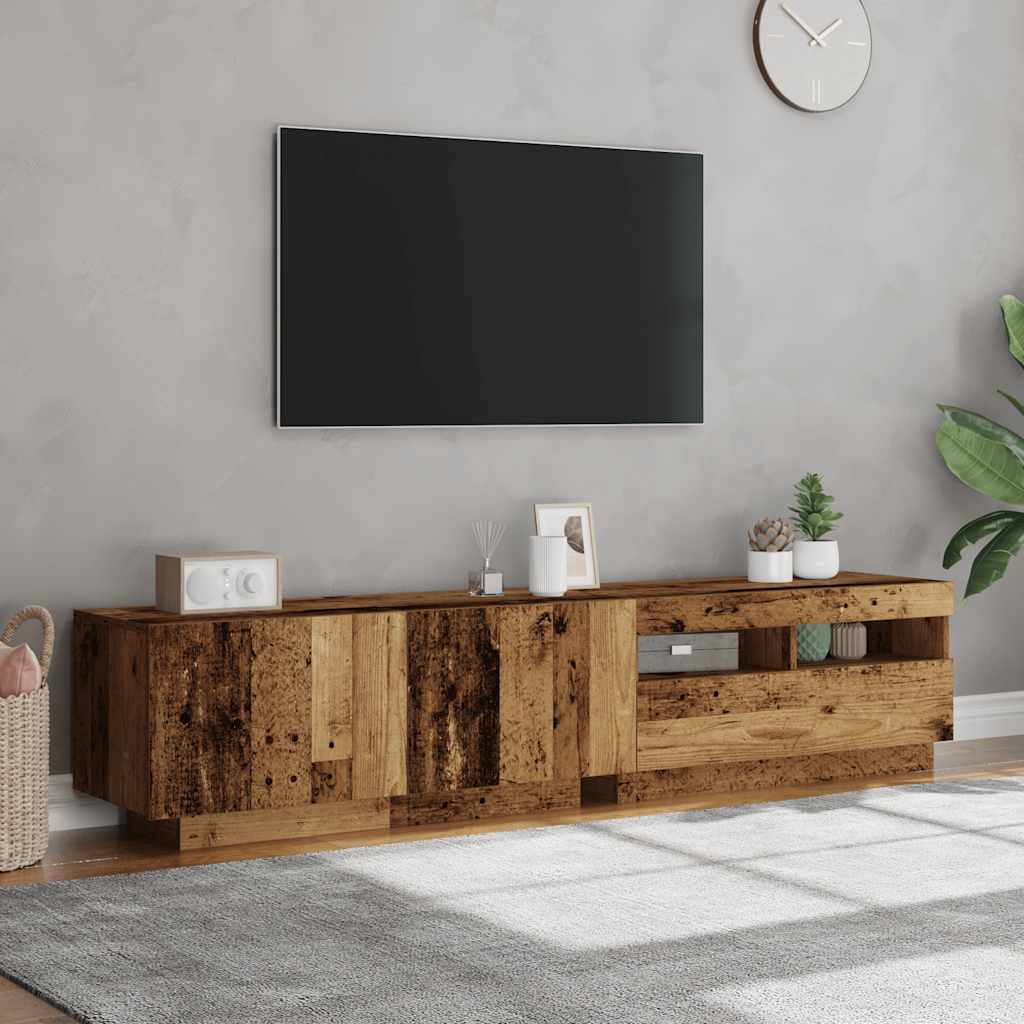 vidaXL Mueble TV luces LED madera ingeniería envejecida 180x35x40 cm