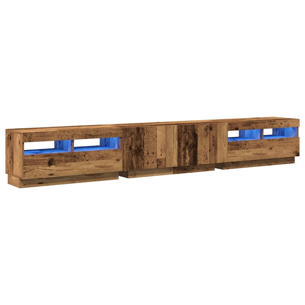 vidaXL Mueble TV luces LED madera ingeniería envejecida 260x35x40 cm