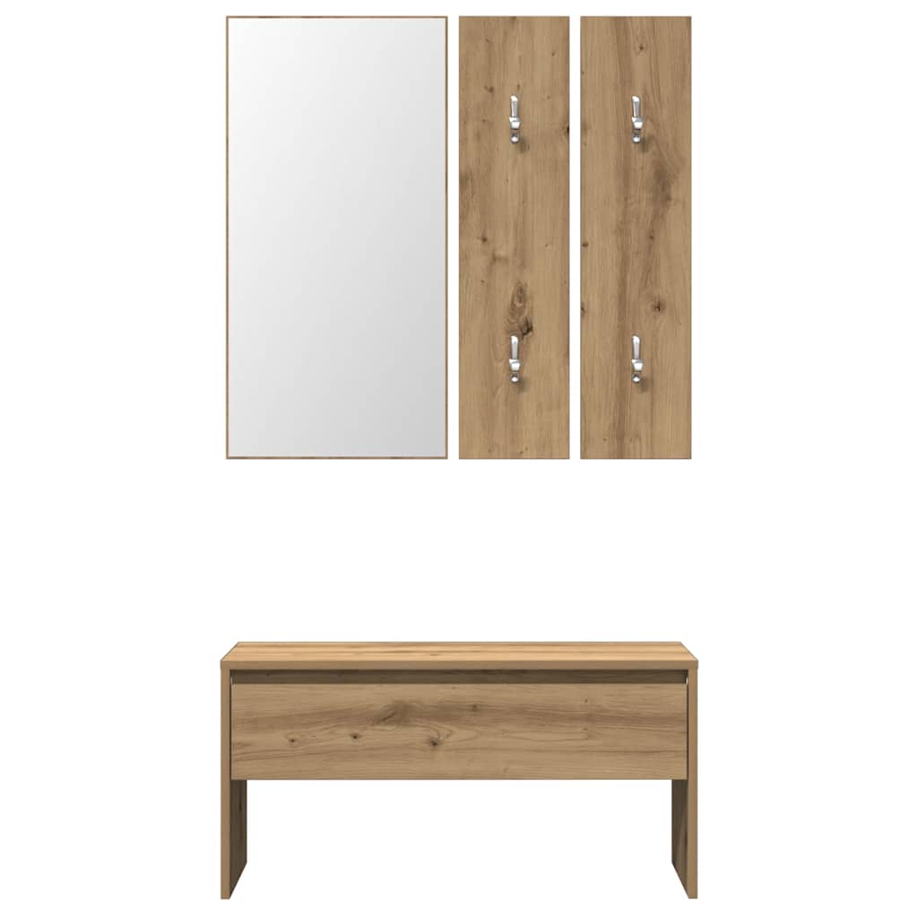 vidaXL Set de muebles recibidor madera contrachapada roble artesanal