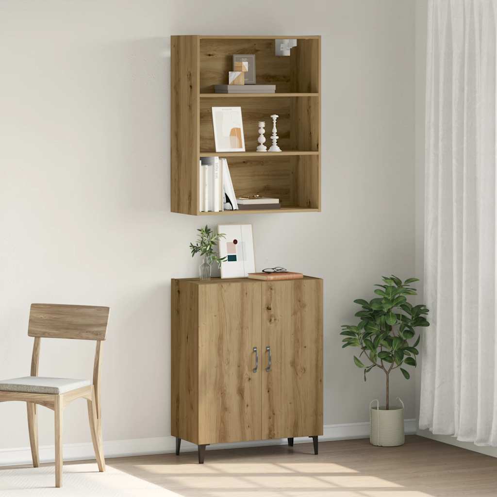 vidaXL Aparador con mueble pared madera contrachapada artesanal roble