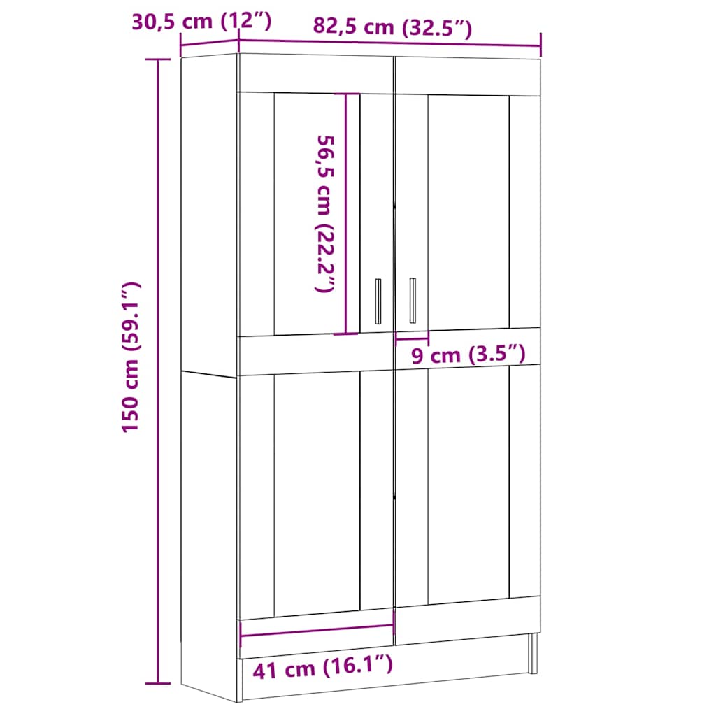 vidaXL Estantería madera ingeniería madera envejecida 82,5x30,5x150 cm