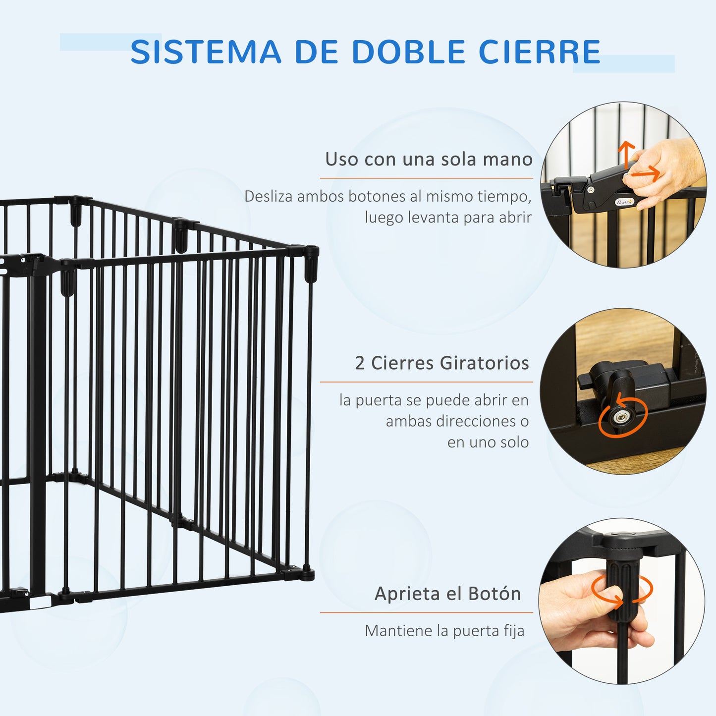 PawHut Parque para Perros 8 Vallas 60x76 cm Corral Plegable para Cachorros con Puerta y Doble Cerradura Paneles Metálicos de Bricolaje para Pasillos Escaleras Negro