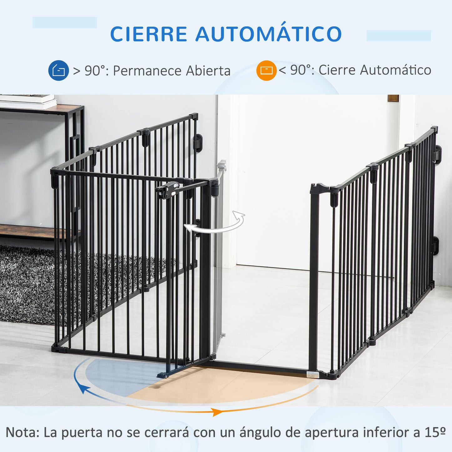 PawHut Parque para Perros 8 Vallas 60x76 cm Corral Plegable para Cachorros con Puerta y Doble Cerradura Paneles Metálicos de Bricolaje para Pasillos Escaleras Negro