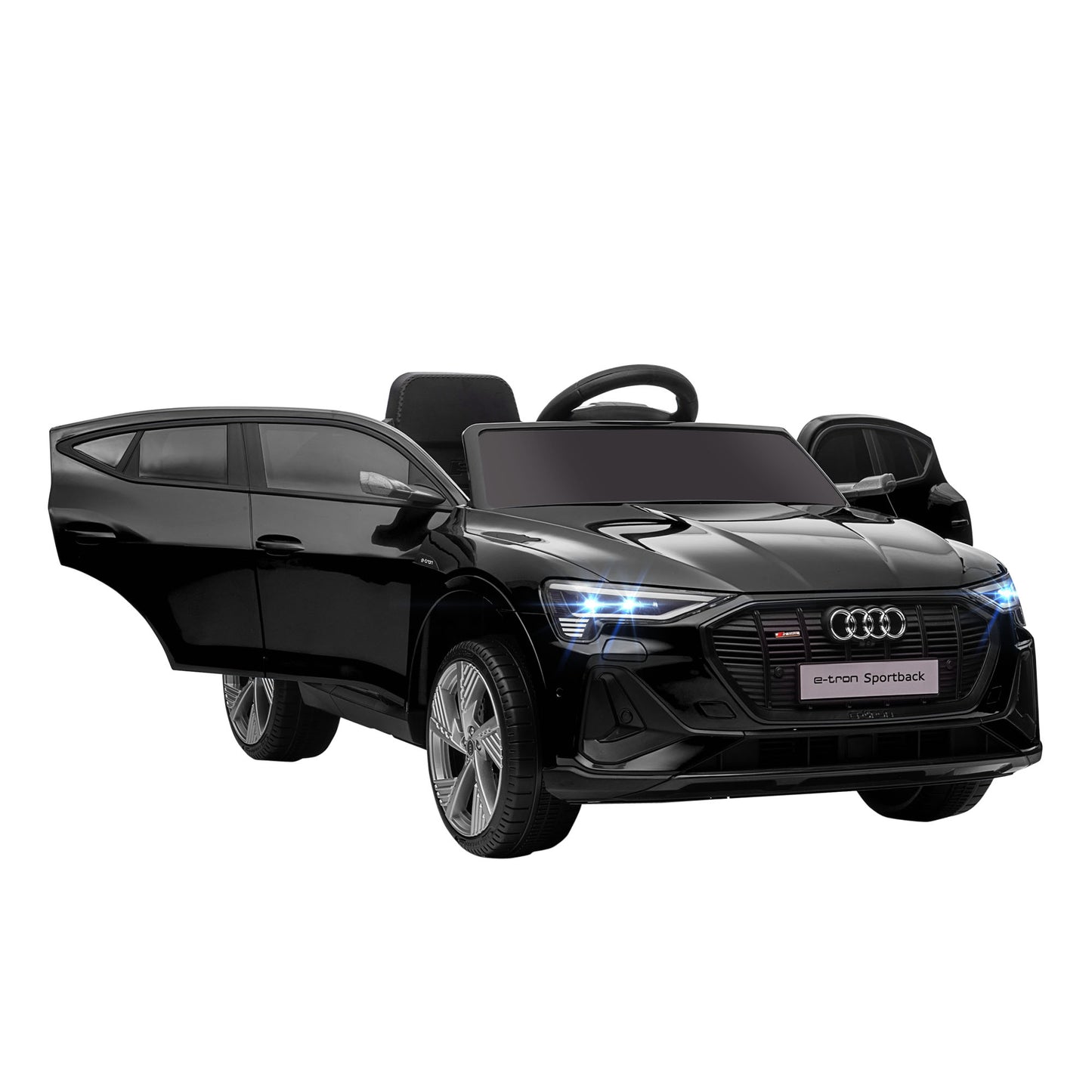 HOMCOM Coche Eléctrico para Niños Audi E-tron Coche de Batería para Niños 12V con Mando a Distancia Faros Bocina Música Velocidad 3-5 km/h Cinturón de Seguridad Negro