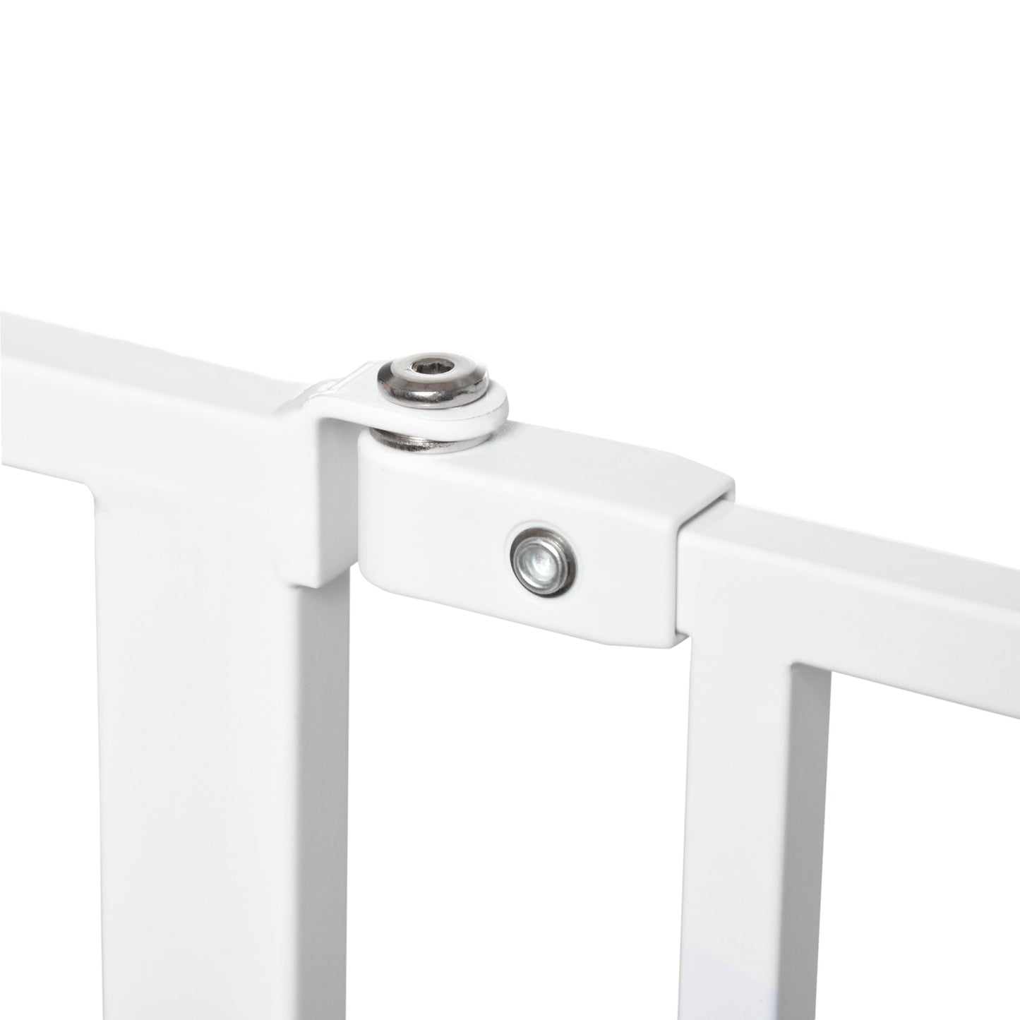 PawHut Barrera de Seguridad de Perros Extensible para Escaleras y Puertas 75-115 cm con Extensiones Montaje a Presión Acero Altura 76 cm Blanco