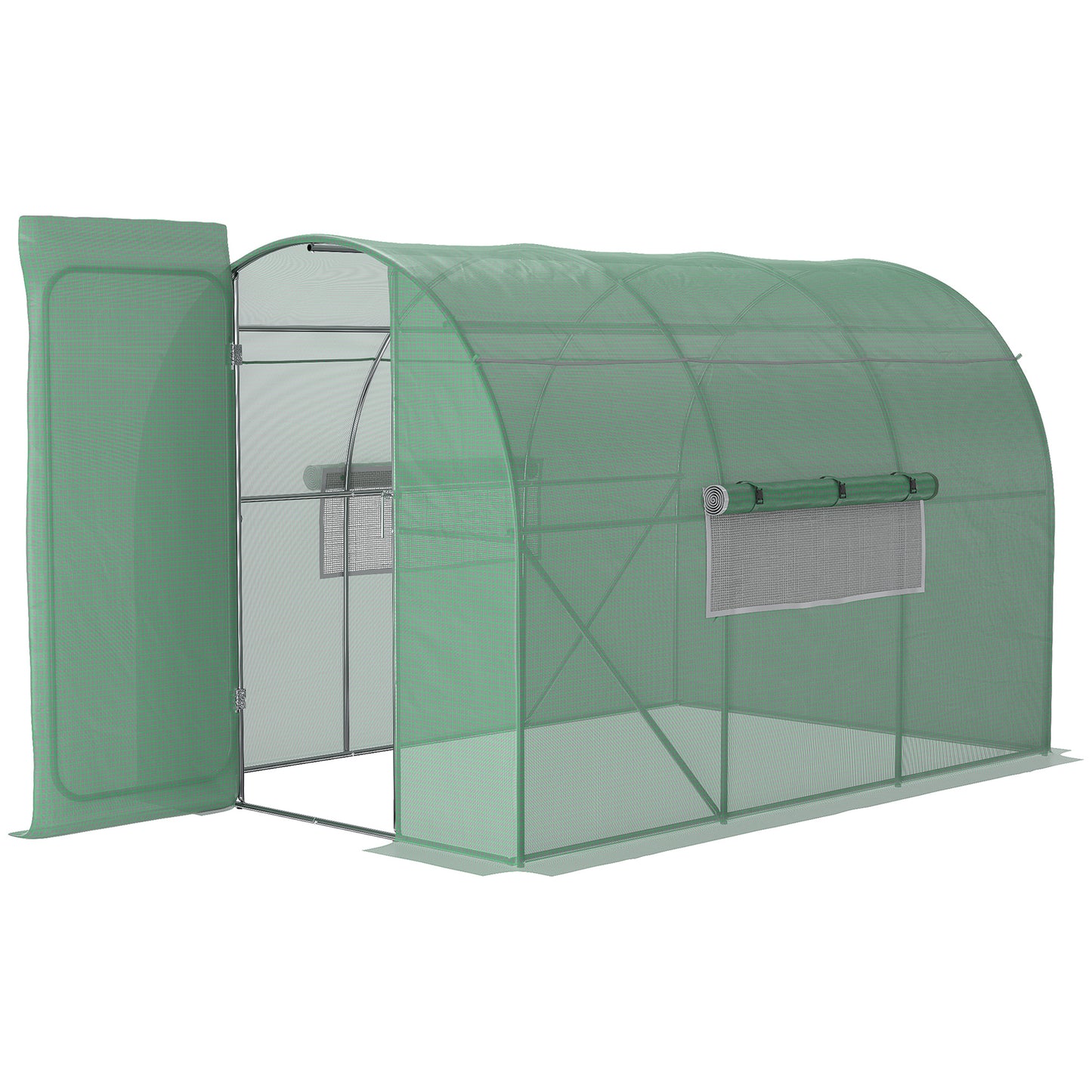 Outsunny Invernadero de Túnel 3x2x2 m con Puerta y Ventanas Función de Drenaje Invernadero de Jardín Grande con Cubierta de PE 140 g/㎡ y Metal Galvanizado para Cultivos Plantas Verduras Verde