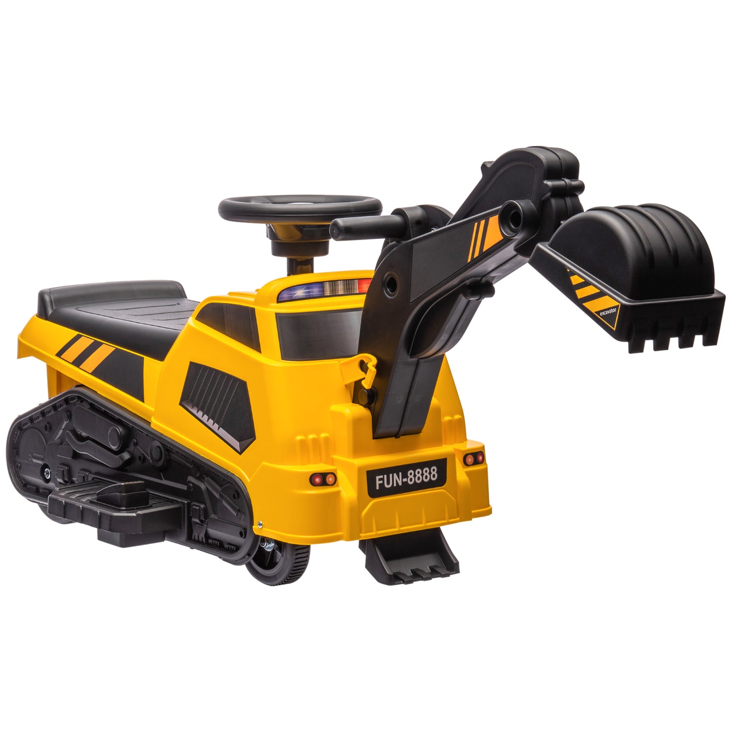 HOMCOM Tractor Excavadora Eléctrica para Niños de +18 Meses Vehículo Infantil 3 en 1 con Batería 6V Pala y Apisonadora Carga 25 kg 100x43x48,5 cm Negro y Amarillo