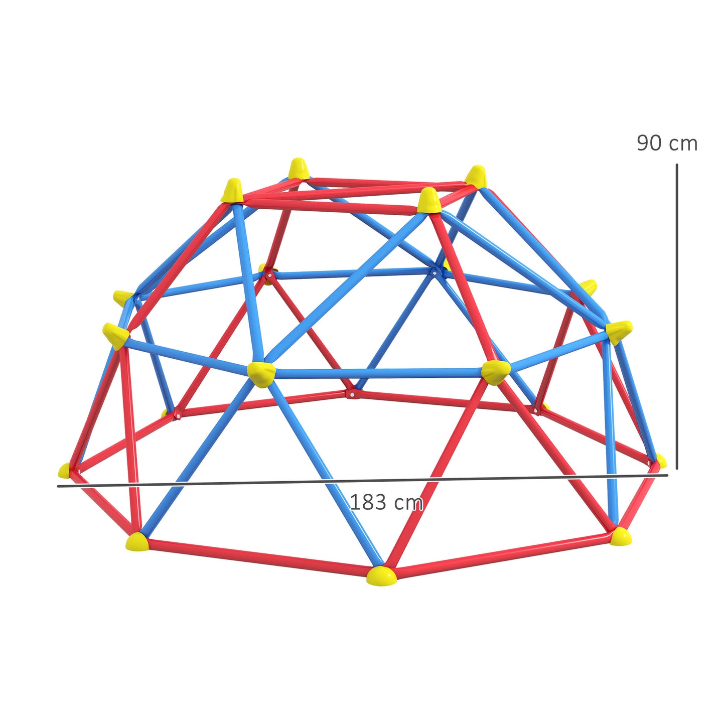 Outsunny Cúpula de Escalada Juego de Cúpula Geométrica Parque Infantil para 3-8 Años con Marco de Metálico Anti-UV Carga 180 kg para Patio Jardín Ø183x90 cm Rojo y Azul