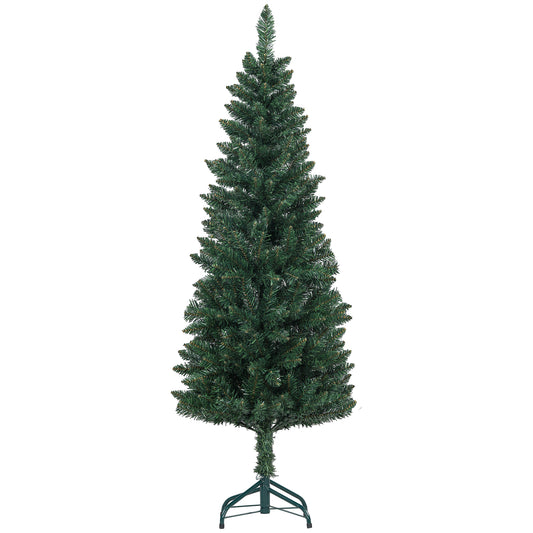 HOMCOM Árbol de Navidad Estrecho 150 cm Árbol de Navidad Grande Tipo Lápiz con Base Plegable y 317 Ramas para Dormitorio Oficina Verde