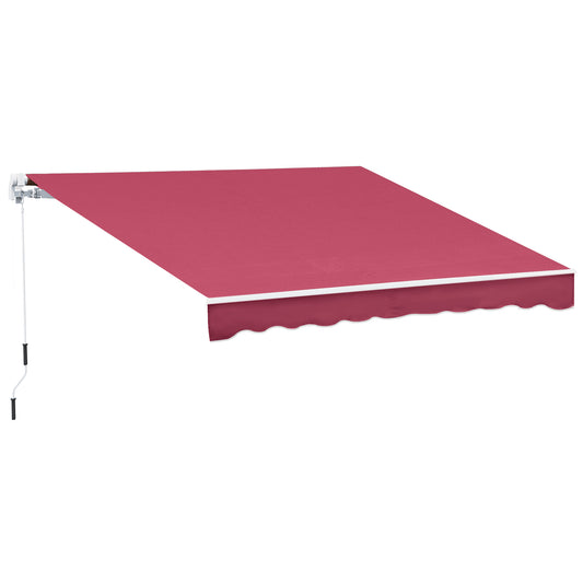 Outsunny Toldo Manual Retráctil 395x245 cm Toldo para Balcón con Manivela de Metal Impermeable y Anti-UV Toldo Enrollable de Exterior para Jardín Terraza Ventanas Rojo