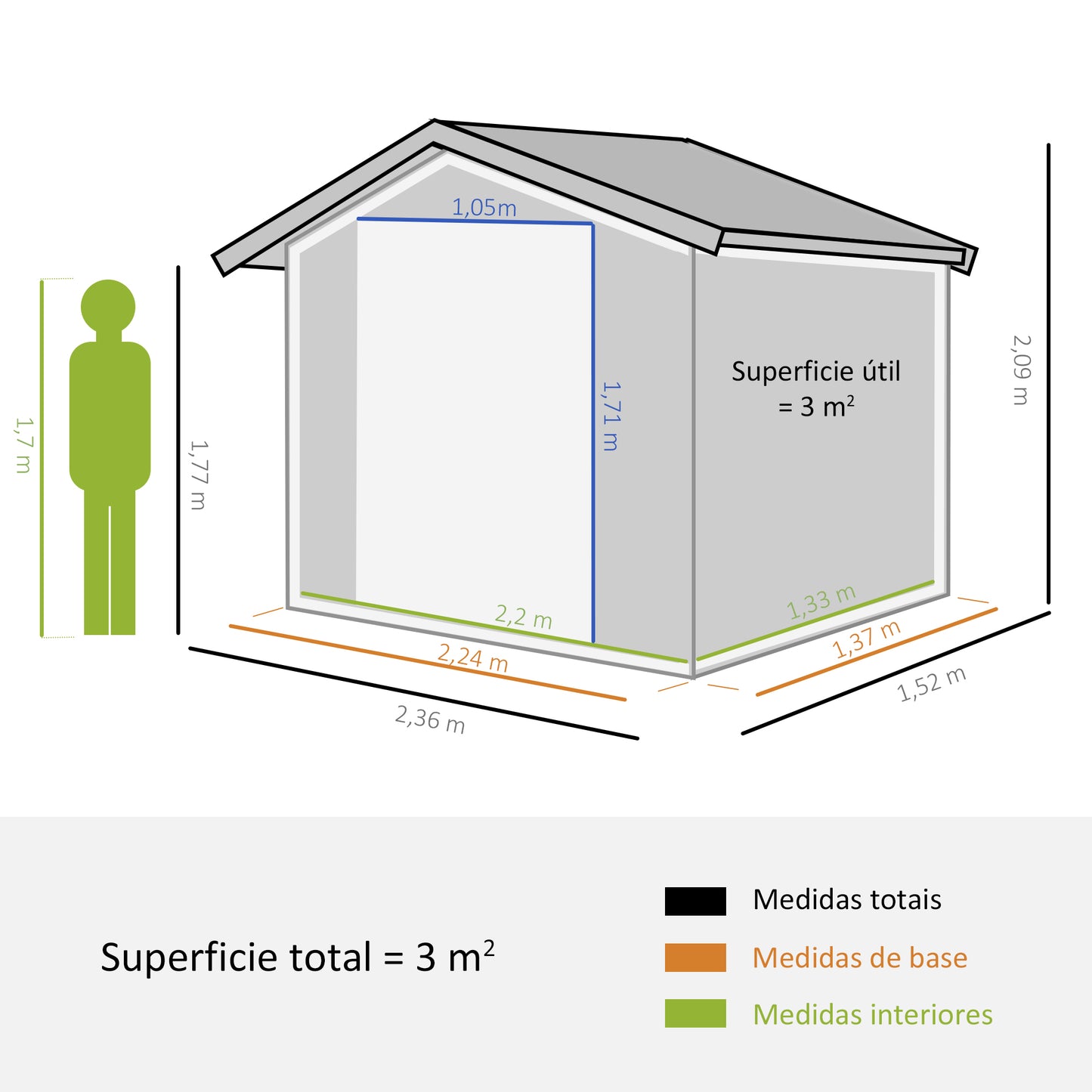 Outsunny Cobertizo de Jardín Exterior 3 m² 236x152x209 cm Caseta de Jardín Metálica con 2 Puertas Corredizas y 4 Ventanas para Almacenamiento de Herramientas Efecto Madera Natural y Café