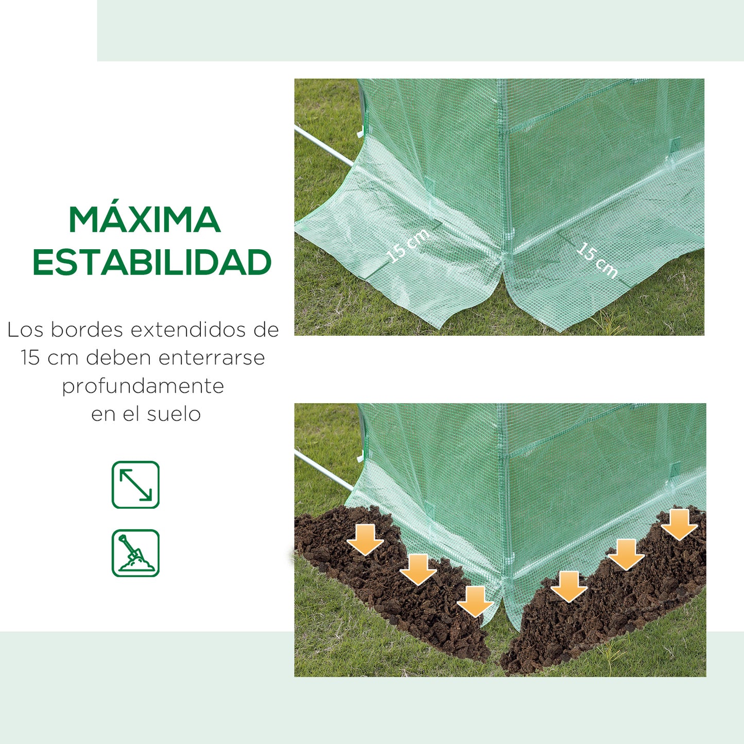 Outsunny Cubierta de Invernadero de Túnel 250x200x200 cm Cubierta de Repuesto Invernadero Polietileno con 4 Ventanas y Puerta Enrollable Protección de Plantas para Jardín Verde