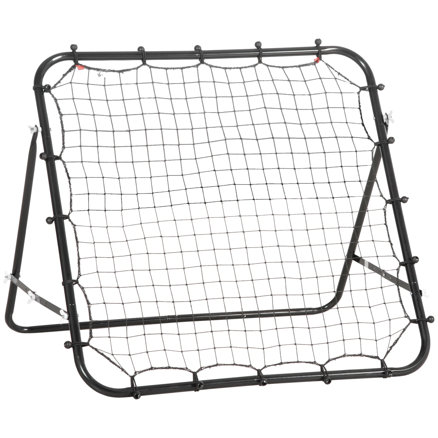 HOMCOM Red de Béisbol Red de Rebote Reboteador de Metal con Ángulo Ajustable y 20 Cuerdas Elásticas para Entrenamiento de Fútbol Tenis Deportes 96x80x96 cm Negro