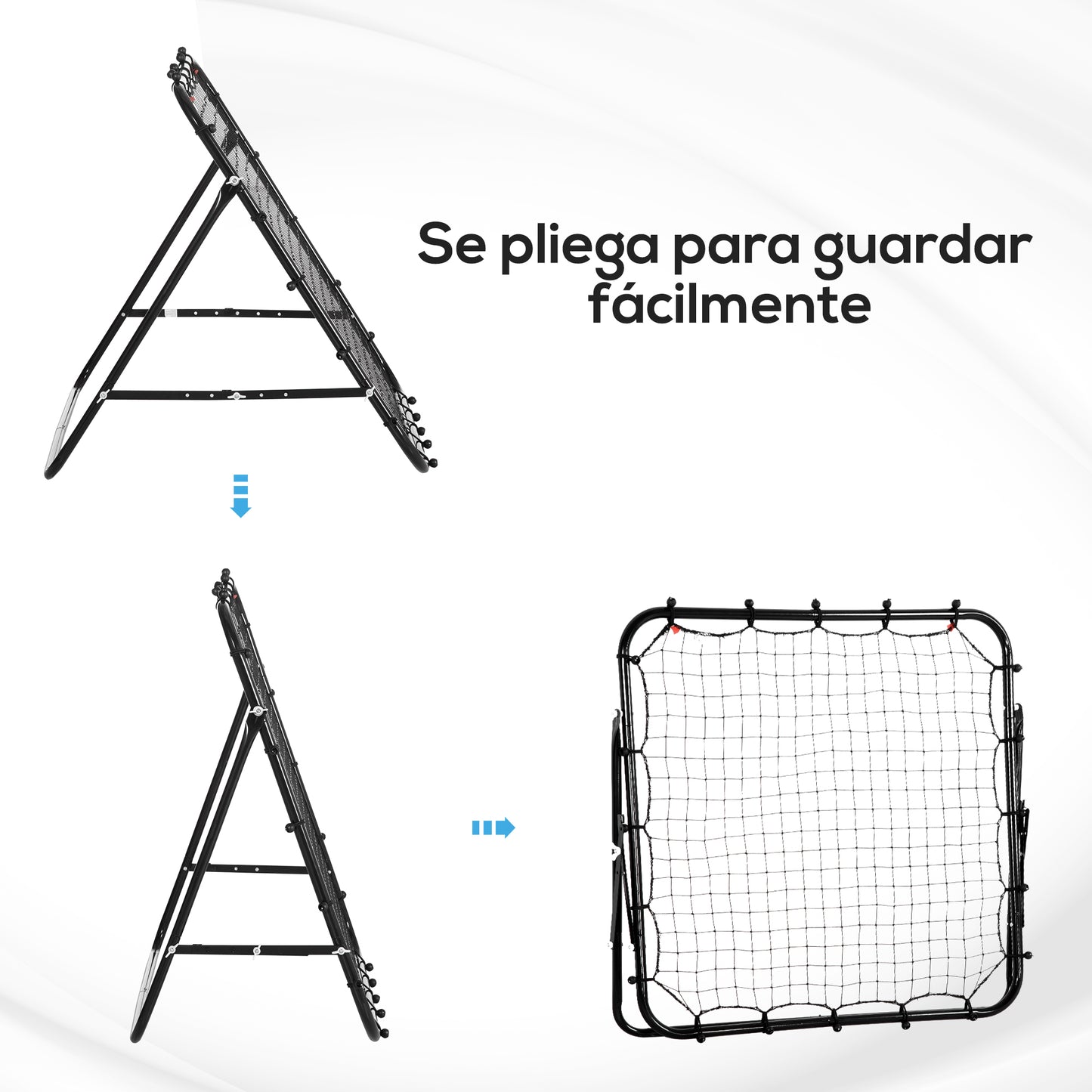 HOMCOM Red de Béisbol Red de Rebote Reboteador de Metal con Ángulo Ajustable y 20 Cuerdas Elásticas para Entrenamiento de Fútbol Tenis Deportes 96x80x96 cm Negro