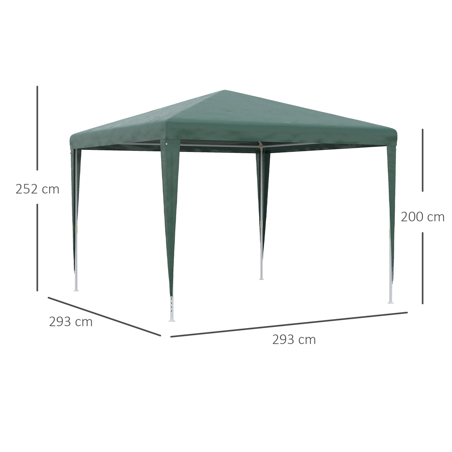 Outsunny Carpa Desmontable 3x3 m Cenador Pabellón de Jardín con 4 Orificios de Drenaje y Marco de Acero Anti-UV Gazebo para Terraza Patio Exterior Camping Verde