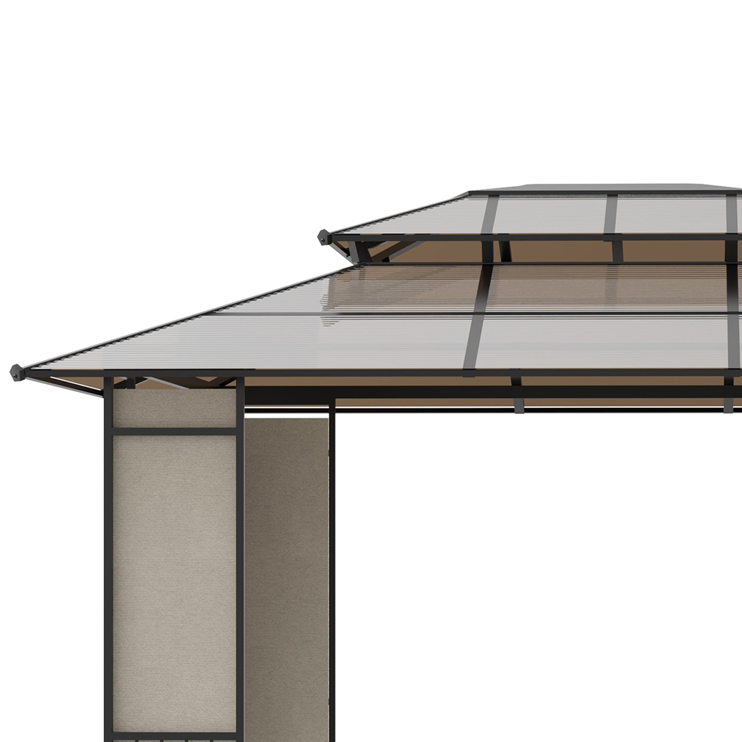 Outsunny Cenador para Jardín 3,6x3 m con Marco de Alumnio Pabellón para Exterior con Techo de Policarbonato Anti-UV Gazebo para Fiestas Eventosos Marrón