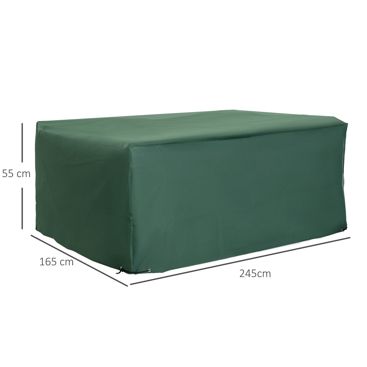 Outsunny Funda para Muebles de Jardín 245x165x55 cm Cubierta de Protección de Exterior con Ojales de Aluminio y Tela Oxford Impermeable para Terraza Patio Balcón Verde