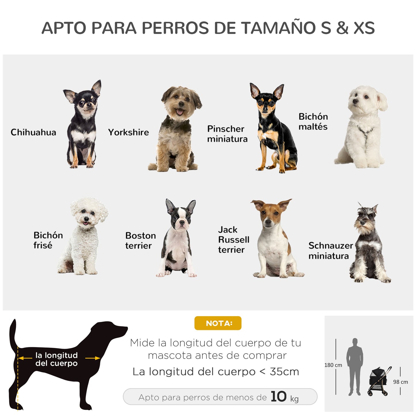 PawHut Carrito para Perros Plegable 3 en 1 Cochecito para Mascotas Carrito para Perros Pequeños con Vagón Desmontable Cesta de Almacenaje Correas de Seguridad y Cojín Negro