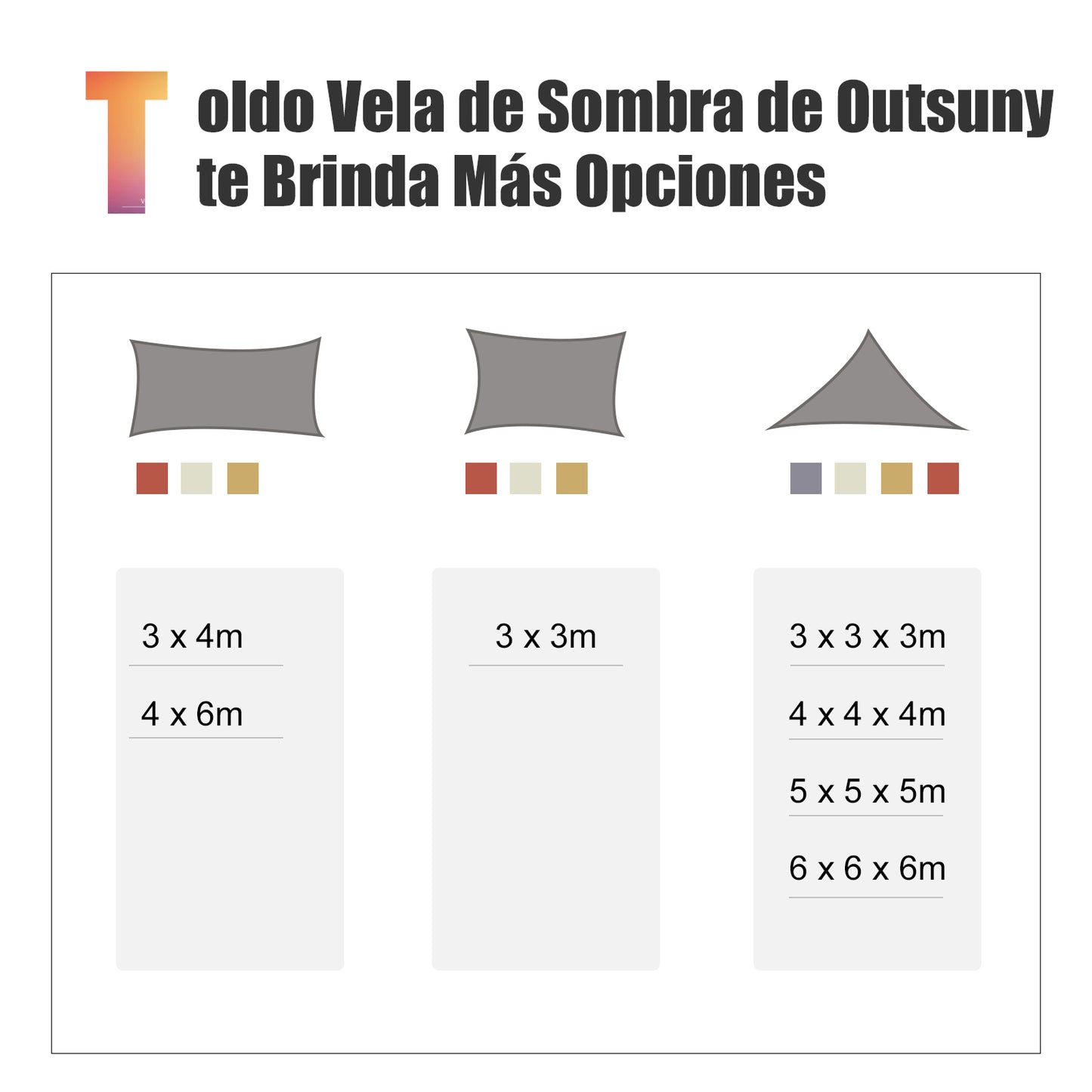 Outsunny Toldo Vela de Sombra Cuadrado 3x3 m Toldo de Terraza de Poliéster con Anillo de Acero Inoxidable y Cuerdas para Jardín Patio Arena