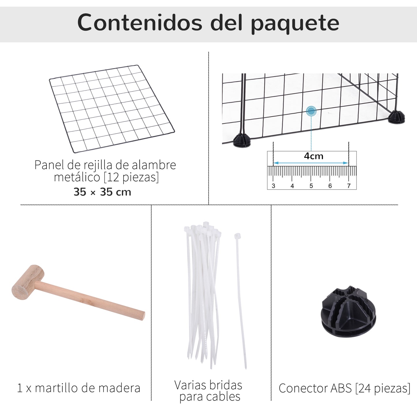 PawHut Valla Metálica para Mascotas con 12 Paneles Parque Metálica para Animales Pequeños Desmontable Diseño DIY para Erizo Hamsters Conejos 106x73x36 cm Negro