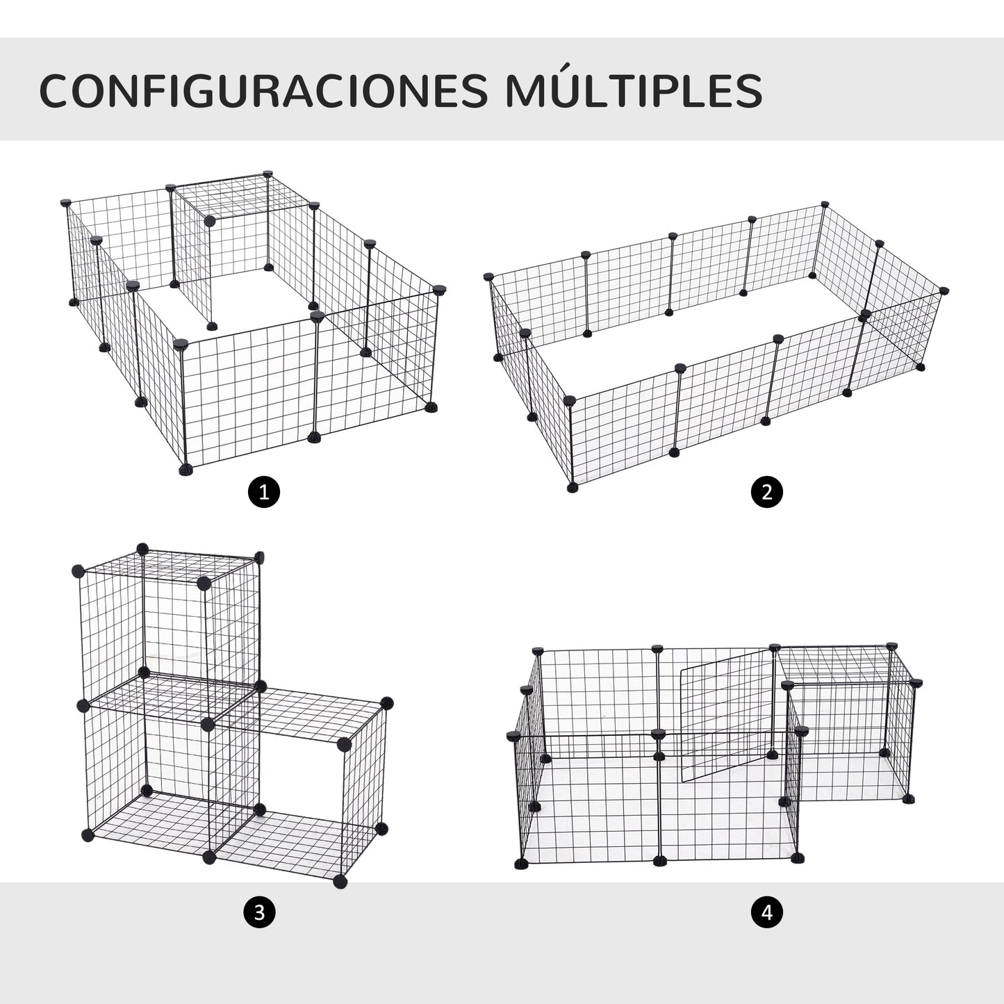 PawHut Valla Metálica para Mascotas con 12 Paneles Parque Metálica para Animales Pequeños Desmontable Diseño DIY para Erizo Hamsters Conejos 106x73x36 cm Negro