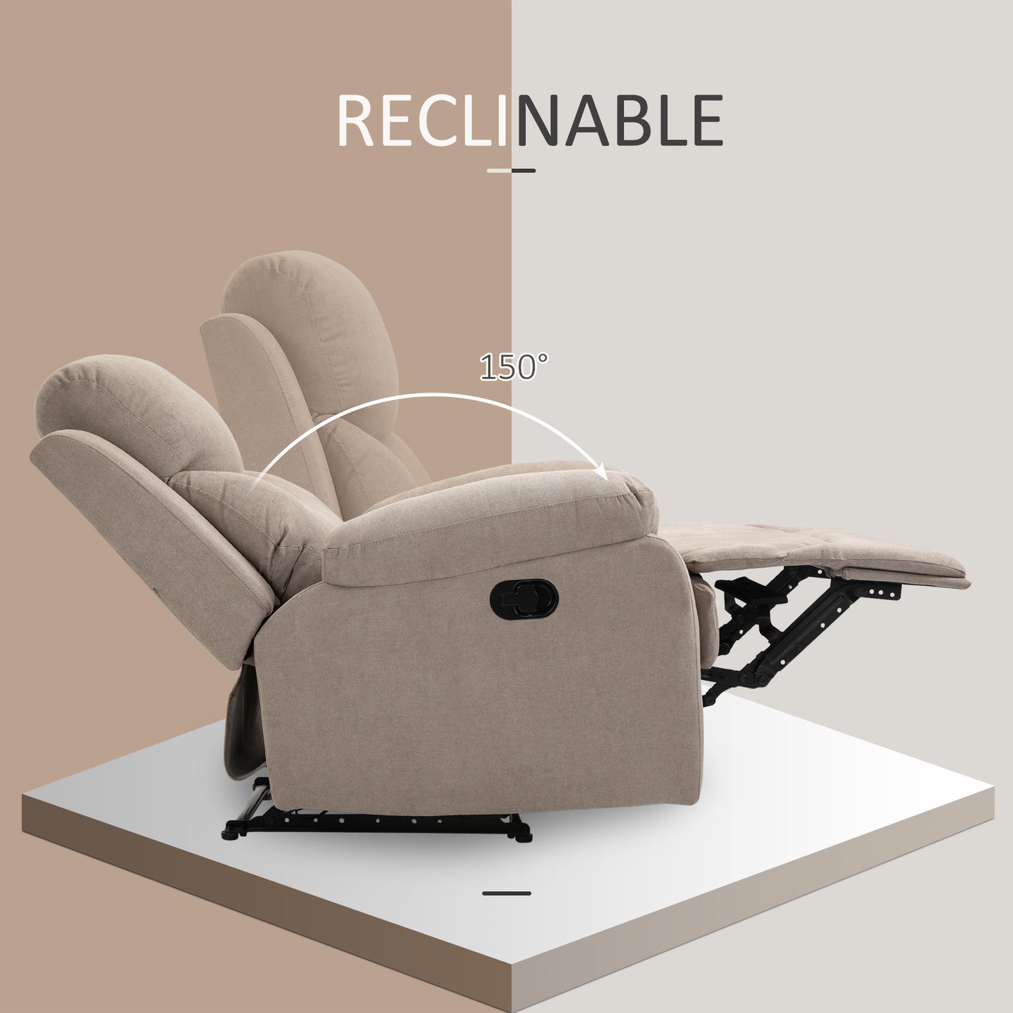 HOMCOM Sillón Reclinable de Salón Sillón Relax Reclinable Manual con Reposabrazos y Reposapiés Carga 150 kg Sofá Relax para Salón Dormitorio Beige