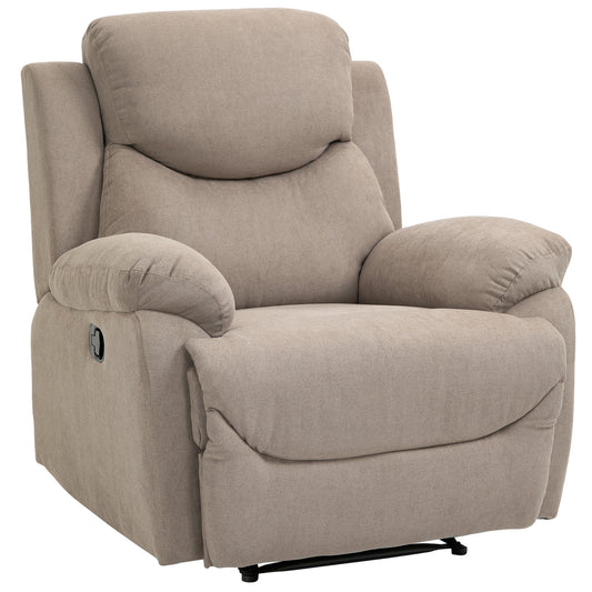 HOMCOM Sillón Reclinable de Salón Sillón Relax Reclinable Manual con Reposabrazos y Reposapiés Carga 150 kg Sofá Relax para Salón Dormitorio Beige