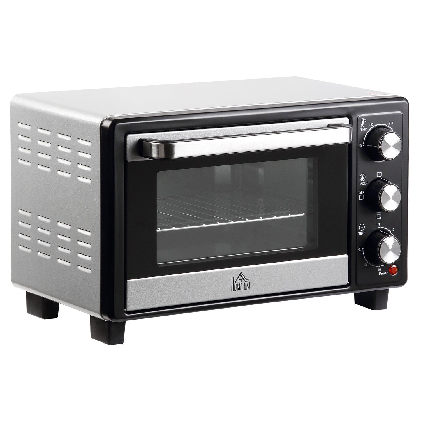 HOMCOM Horno Eléctrico de Sobremesa 16L 1400W Horno Portátil Mini Horno con 3 Modos de Calor Temperatura hasta 230 ℃ Temporizador Bandeja de Horneado y Rejilla 44x32x28,1 cm Plata