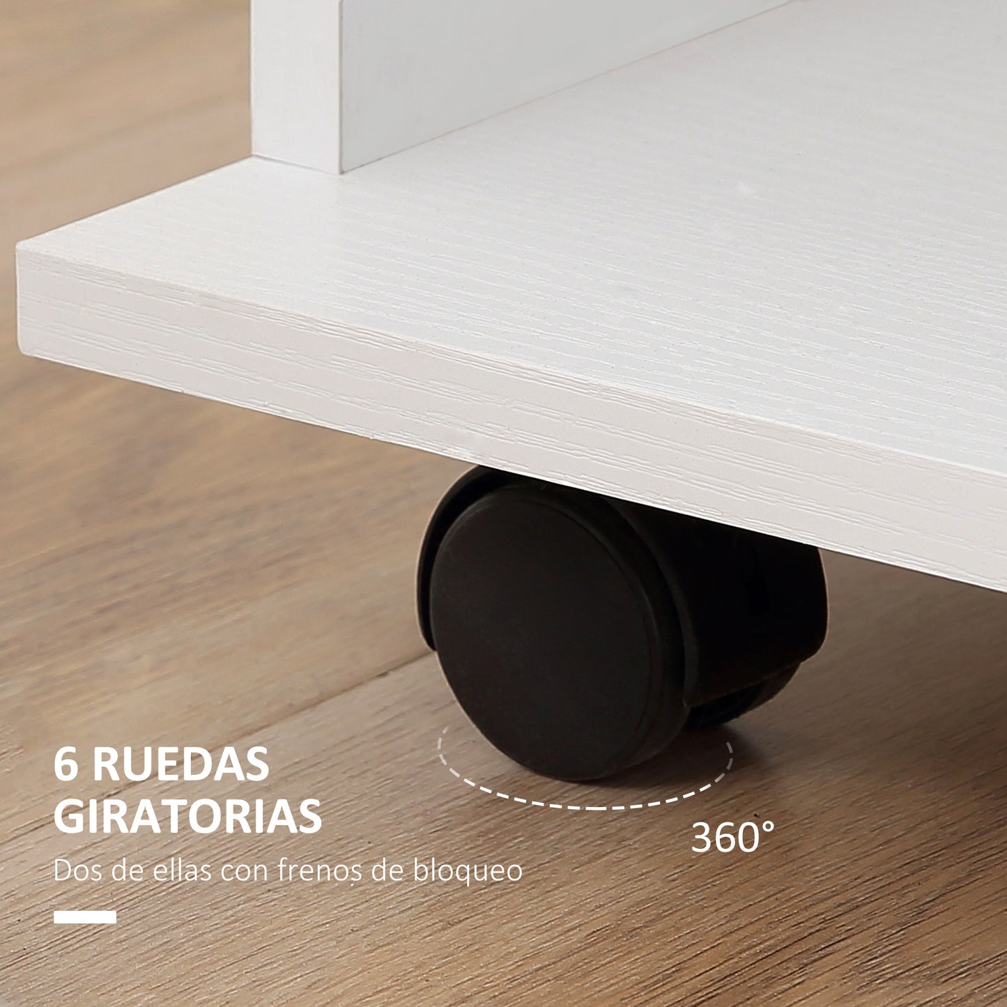 HOMCOM Armario Ropero con Ruedas Armario para Ropa con Barra Estantes Abiertos Organizador para Colgar Ropa de Dormitorio 120x40x128 cm Blanco