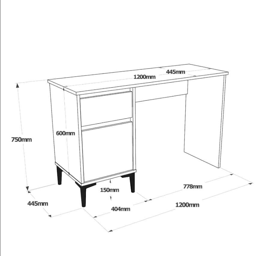 Escritorio Estudio Yurupa Aristo 1 Cajon- Venprodin -120 Cm Fieltro - Antracita